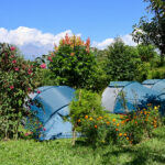 Tents at the camping ground of Kalsee Eco Lodge surrounded by nature in Nepal